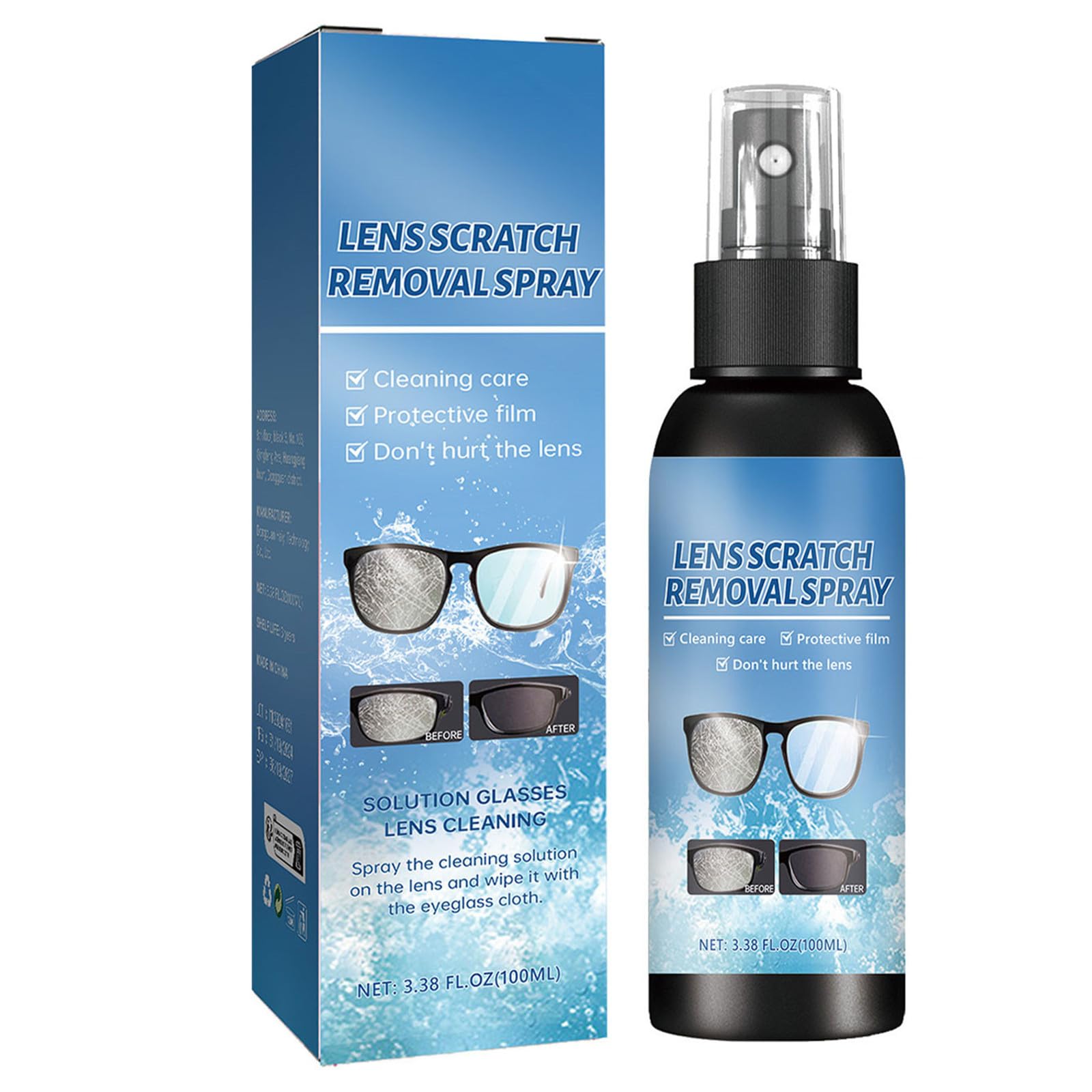 Occhiali Rimozione Graffi, Spray per Riparazione Lenti, 100ml Spray per la Rimozione dei Graffi Delle Lenti, Sprays Per La Pulizia Degli Occhiali, Sprays per la Riparazione Occhiali