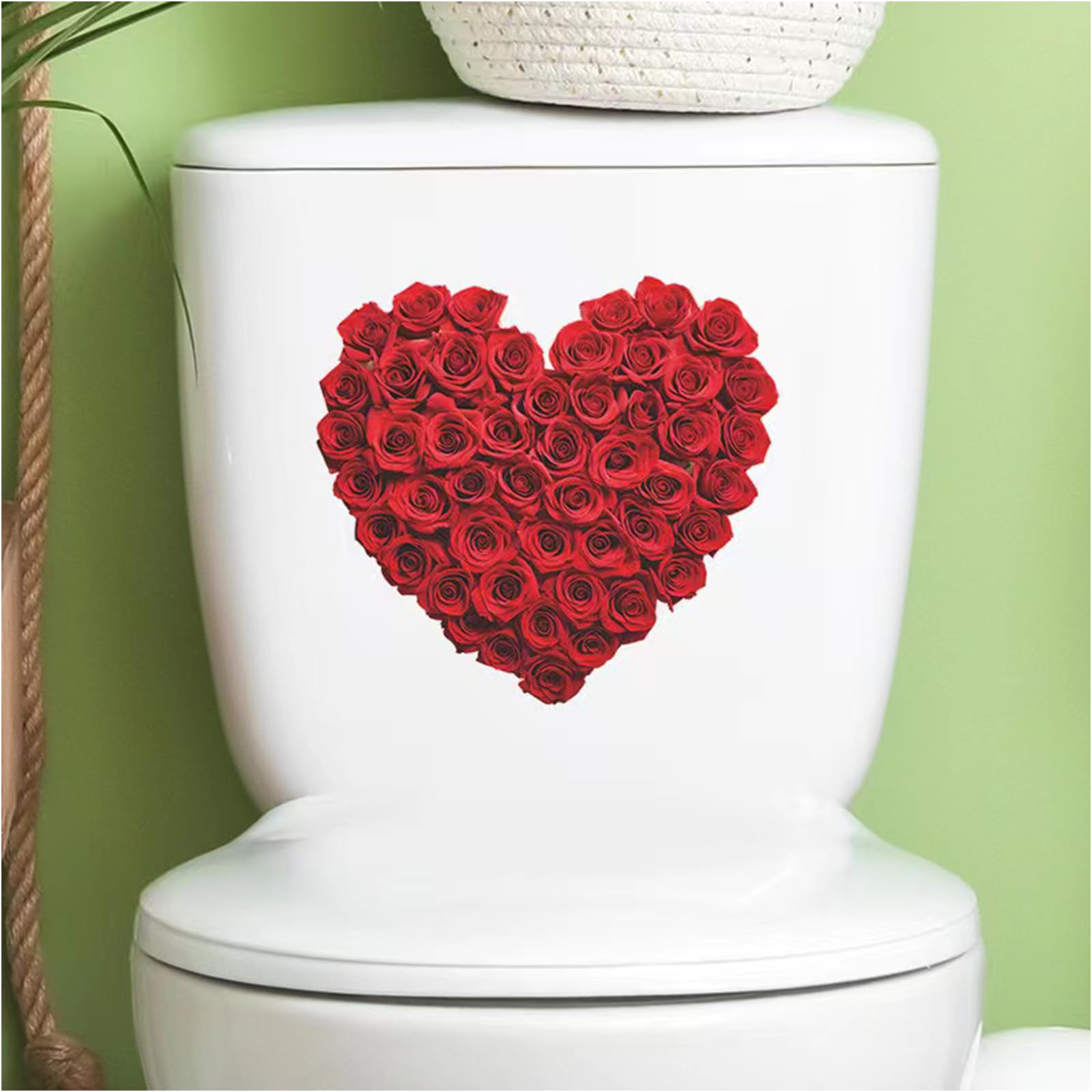 2 Pieces Valentine's Day Love Toilet Stickers Self-Adhesive Toilet Seat Stickers Bathroom Wall Stickers Toilet Decoration Decals, Two Same Color
