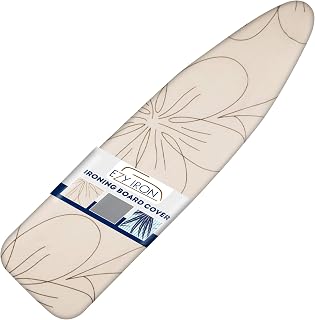 Ezy Iron Ironing Board Cover and Pad - Cuts Ironing Time in Half 15x54 inch, Thick Padding, Fits Small, Standard Full Size Extra Wide Large 18x49 inches - Premium Heavy Duty Padded Iron Covers (Beige)