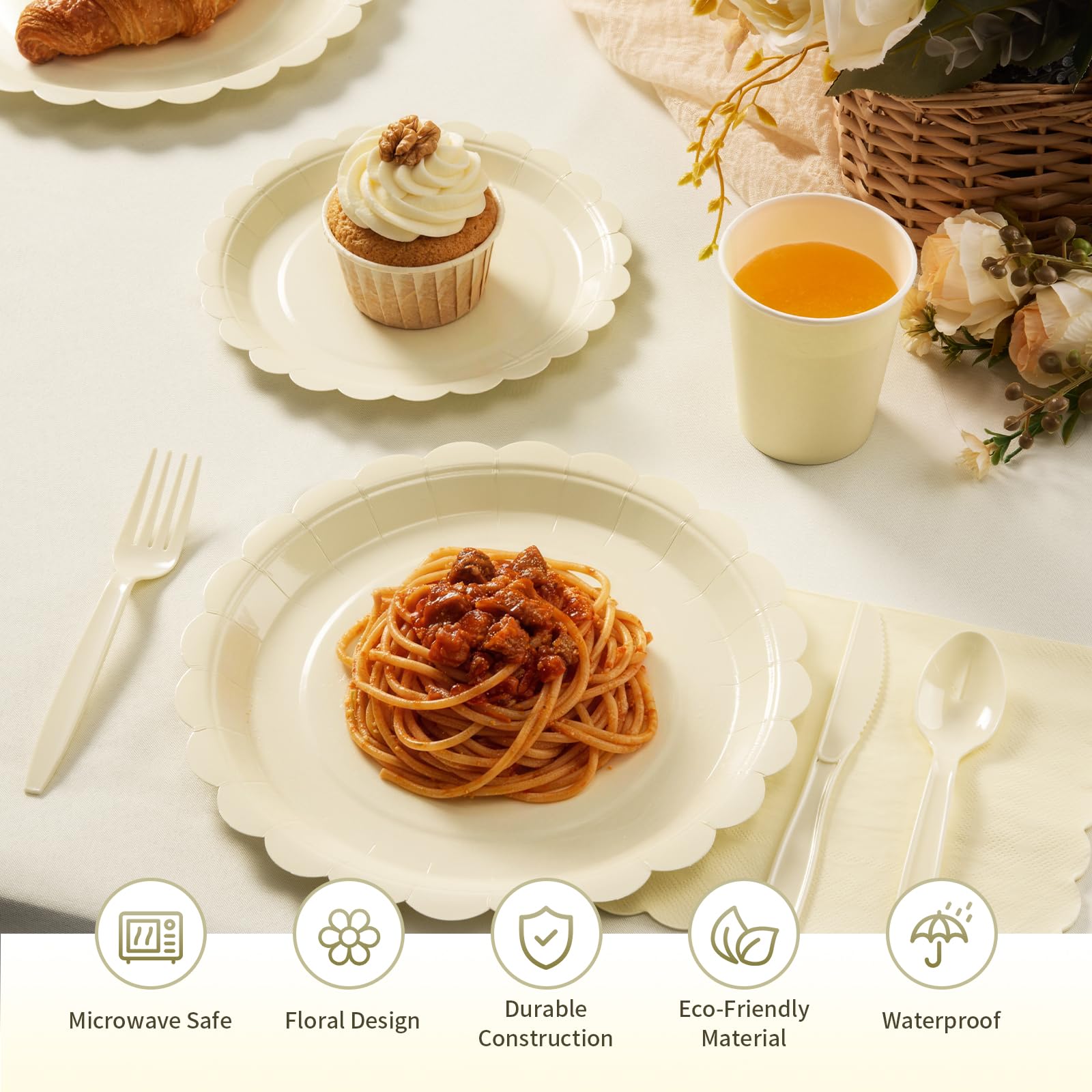 Goodluck Ivory Disposable Plates - 350PCS Party Set -3
