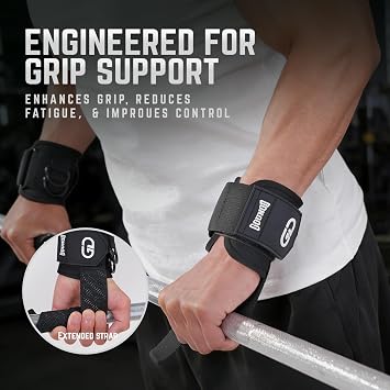 GOUNOD Lifting Wrist Straps, Double D-Ring Non-Slip Grip with Silicone Padded Wrist Support, Heavy Duty Comfortable Straps for Weightlifting, Deadlifts, Pull Ups, Cable Machines, Gym & Bodybuilding