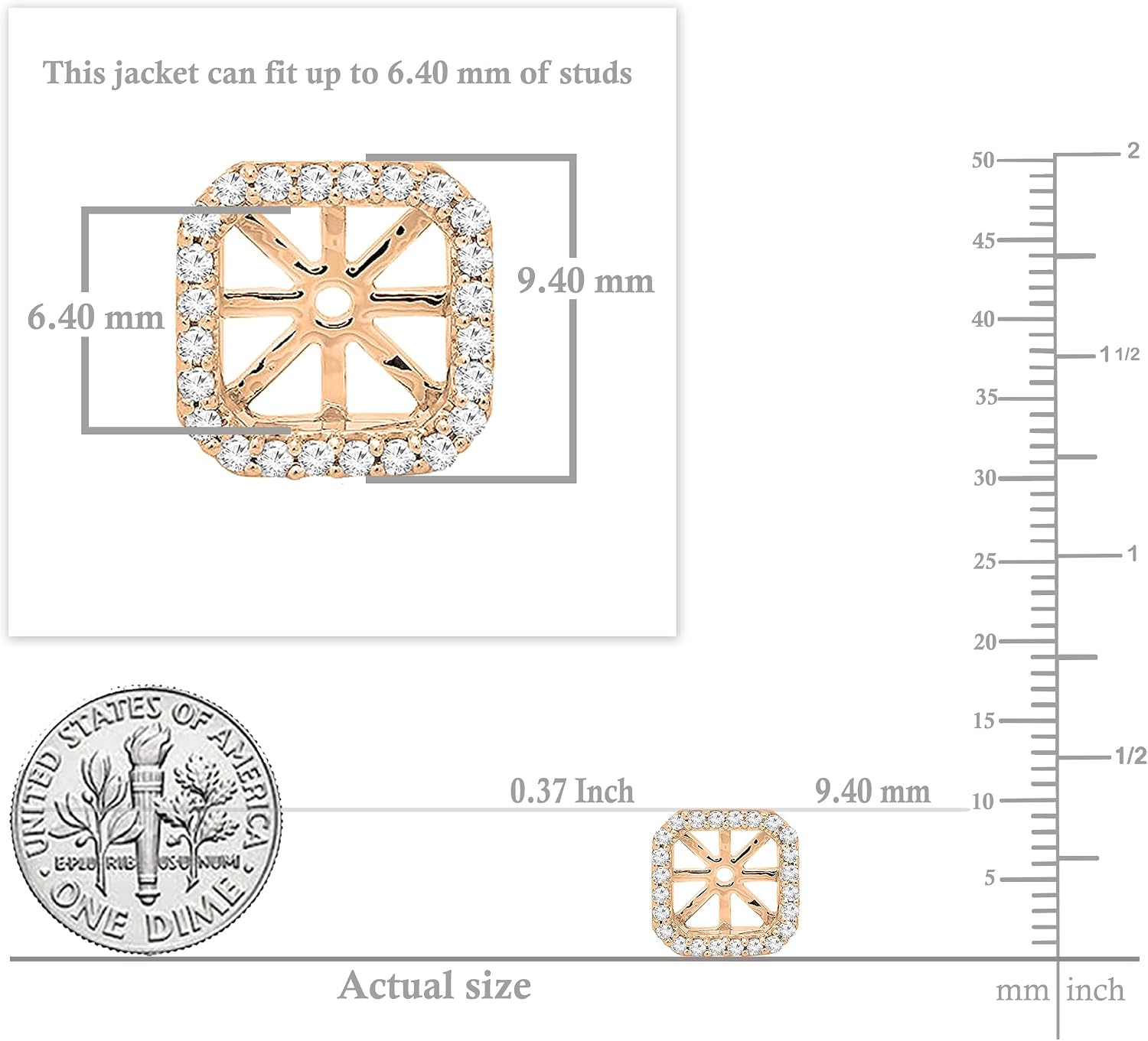 Dazzlingrock Collection 0.26 Ctw Round White Natural Diamond Removable Jackets For Stud Earrings in Real Solid Gold