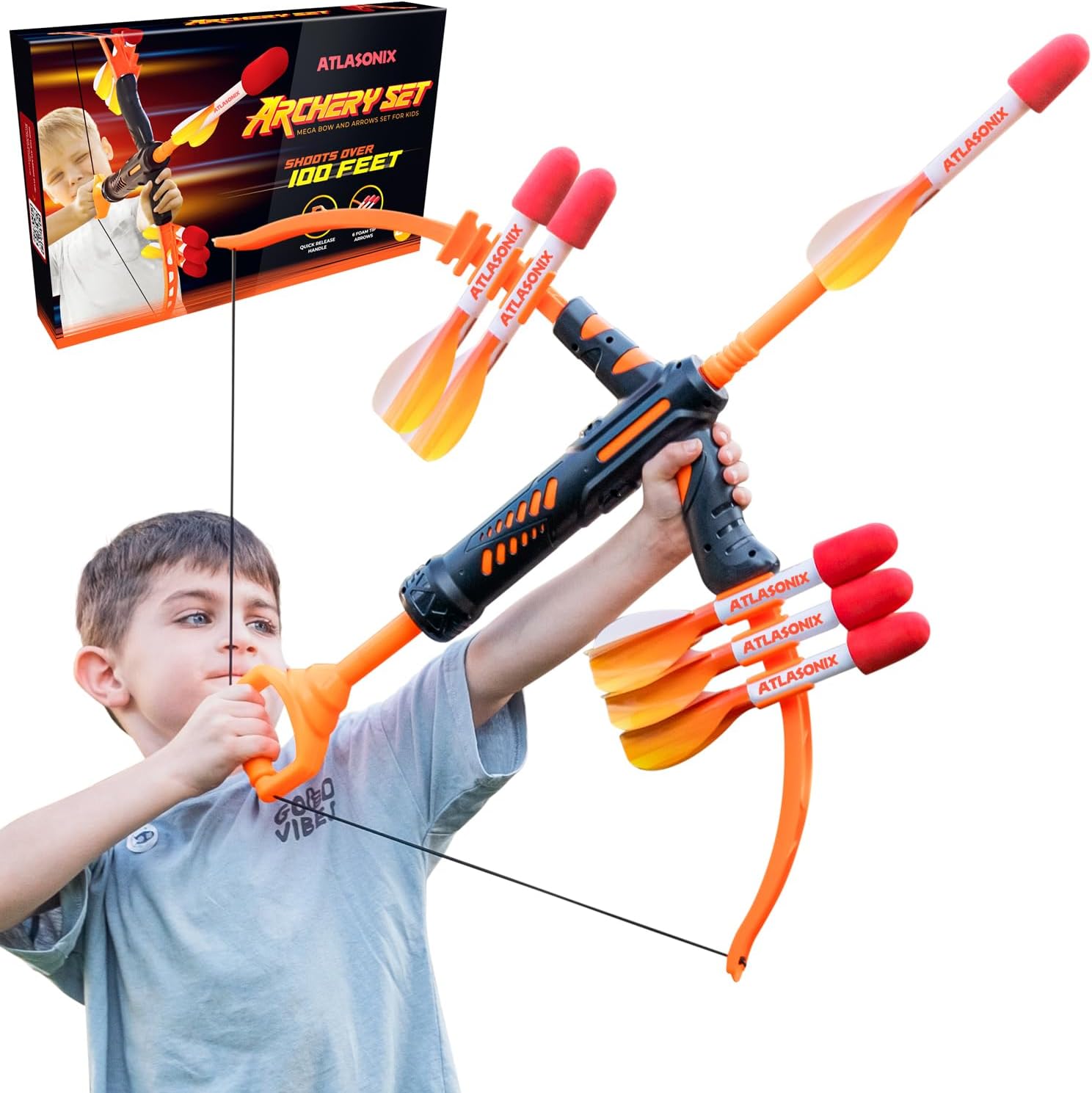 Altasonix Kids Archery Set - Outdoor Bow and Arrow, Crossbow, Ninja Toys for Boys & Girls Age 6-12