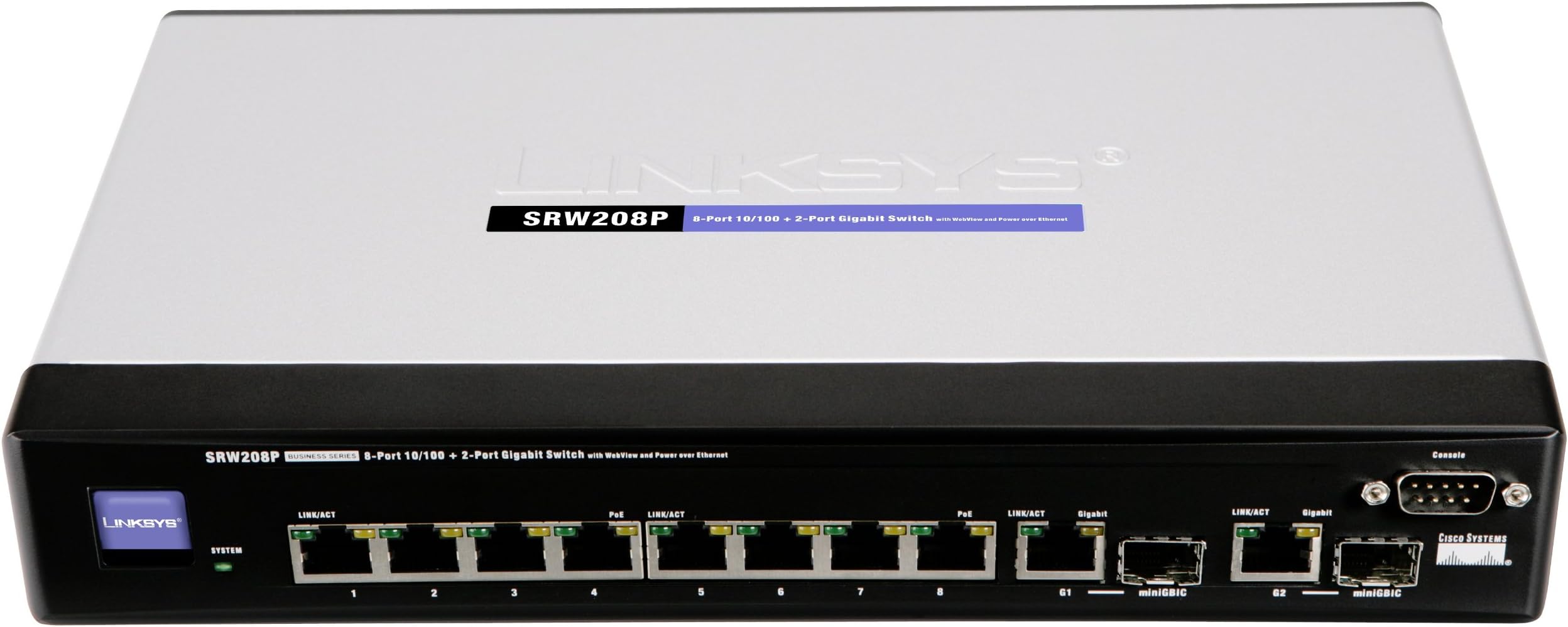 Linksys by Cisco SRW208P 8-Port 10/100 Ethernet Switch - WebView/PoE