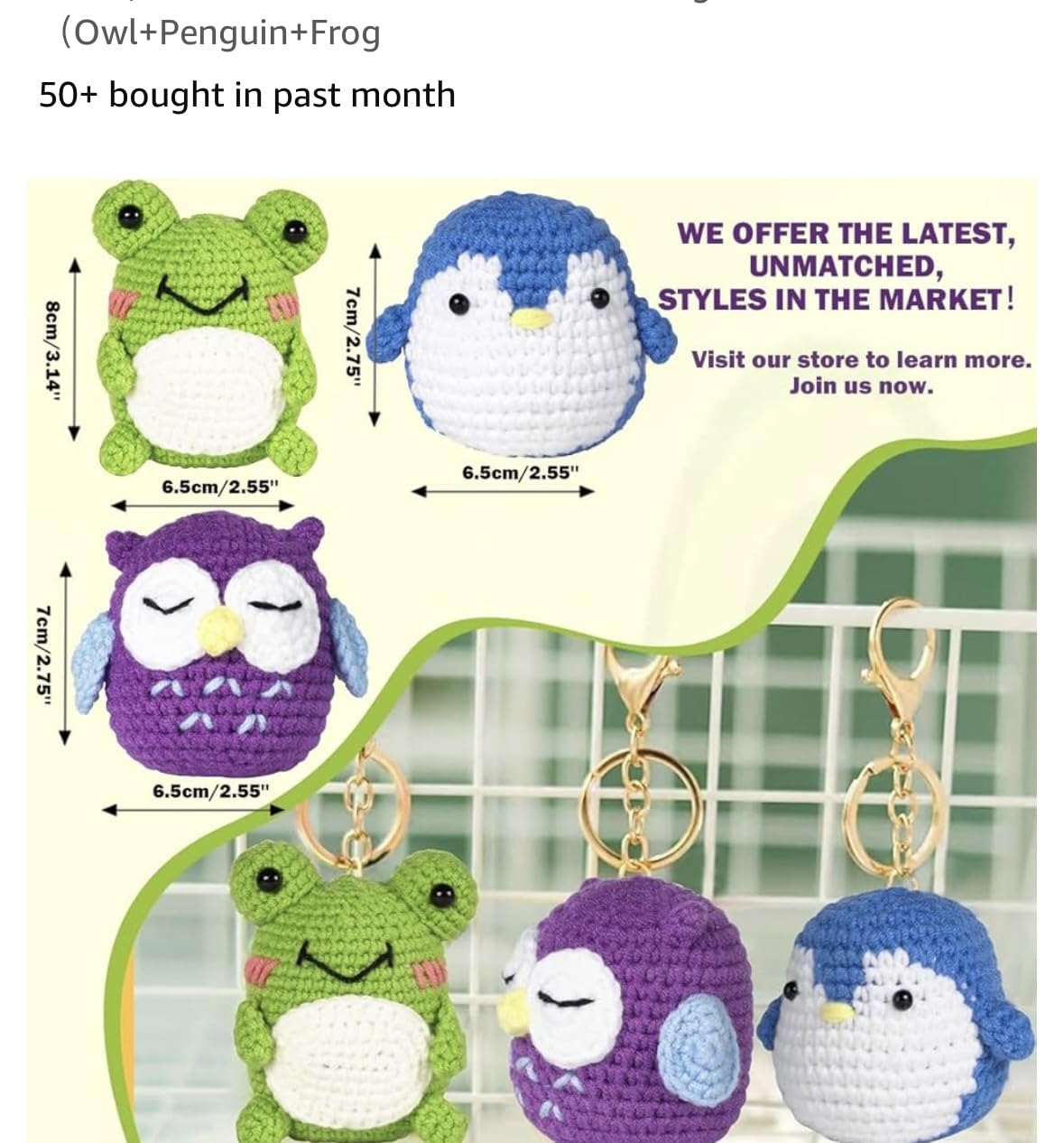 Crochet Kit for Beginners 9 Yarn Colours, Crochet Hooks, Accessories, Knitting kit, Gift Ideas, Green, Miniature - Image 3