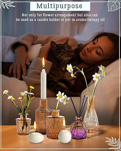 Miniatura 4 de Yirilan Juego de 12 jarrones de brote a granel, jarrones de flores pequeños, jarrones de vidrio para centros de mesa a granel, mini jarrones vintage