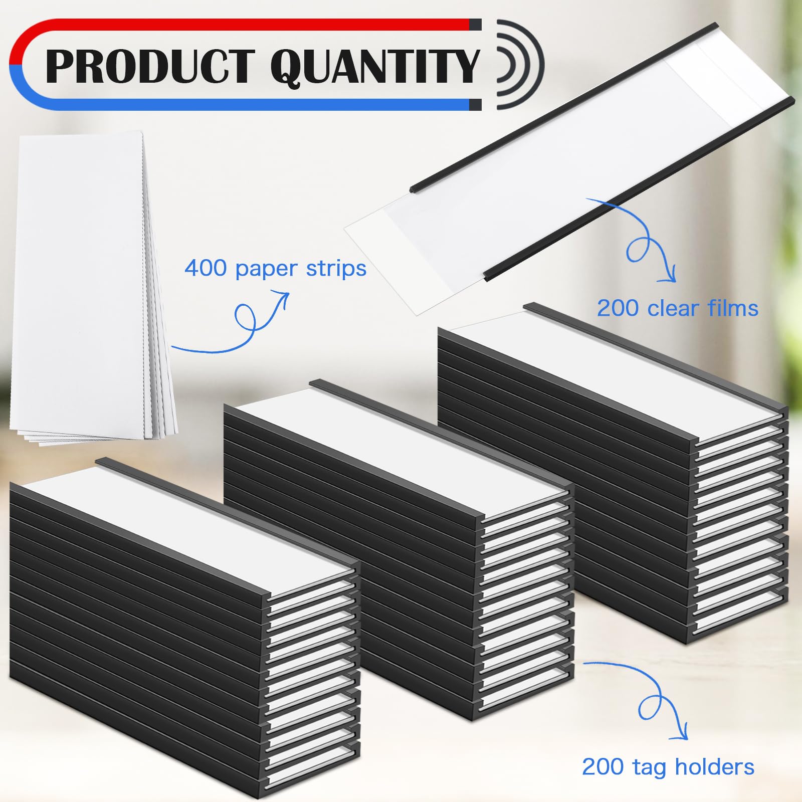 200 Pcs 6" X 2" Magnetic C Channel Label Holders