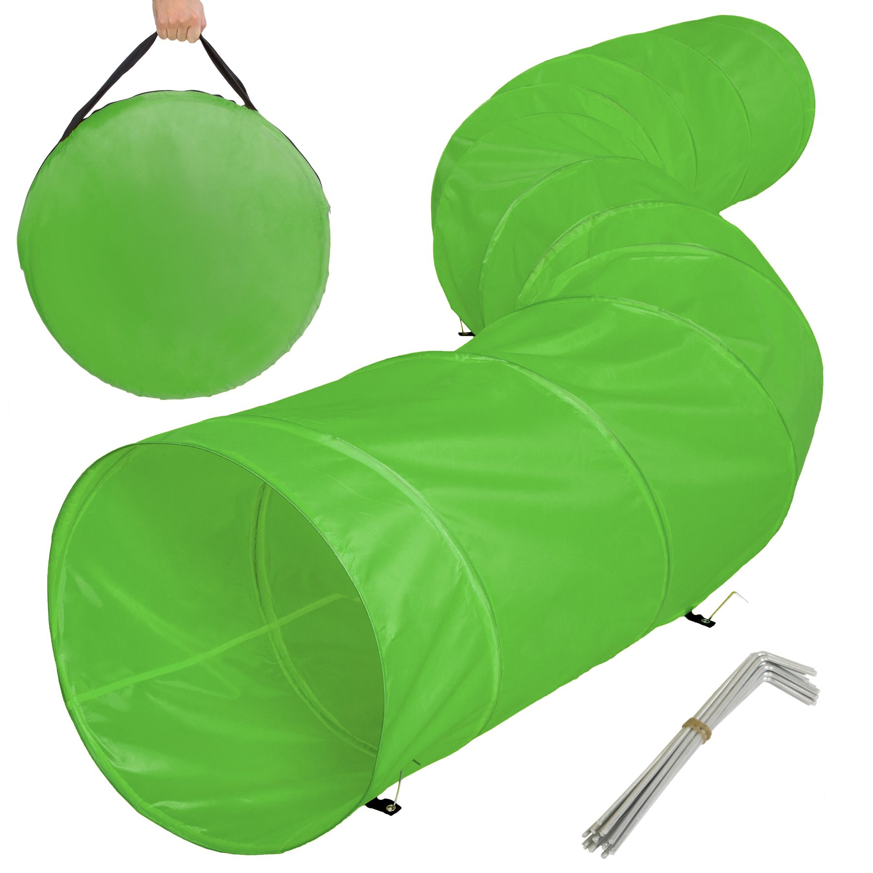 TecTake XXL túnel de Ejercicio para Perros Cueva Plegable Juego Agility 500x60cm (Verde | no. 401226)