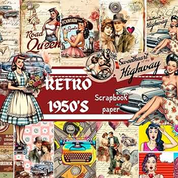 ヴィンテージカード【scrapbook】1950年代　コレクションファイル RETRO 1950's SCRAPBOOK PAPER: This is a Double sided craft