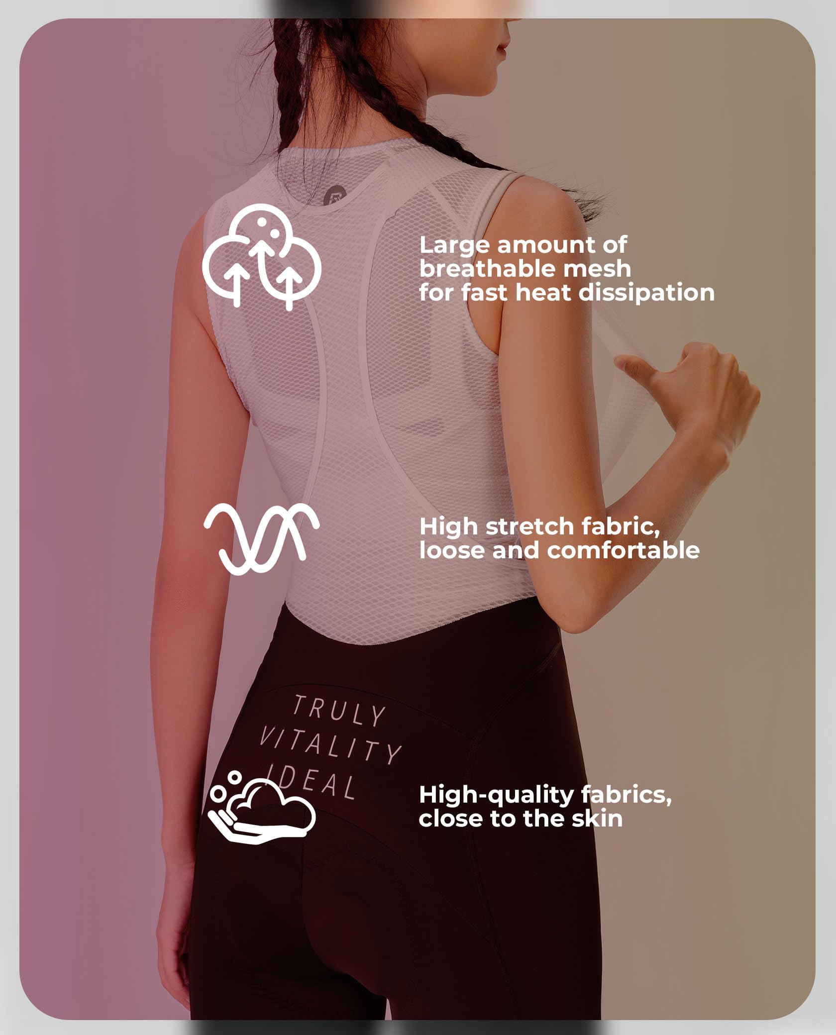 ROCKBROS TVI Radsport-trägerhosen für Damen Fahrradhose Kurz Fahrradunterhose Gepolsterte Atmungsaktive Sommer