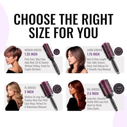 Miniatura 2 de Ergo Cepillo de pelo redondo súper suave, cepillo profesional para cabello húmedo y seco para secado con secado, herramienta de peinado para el