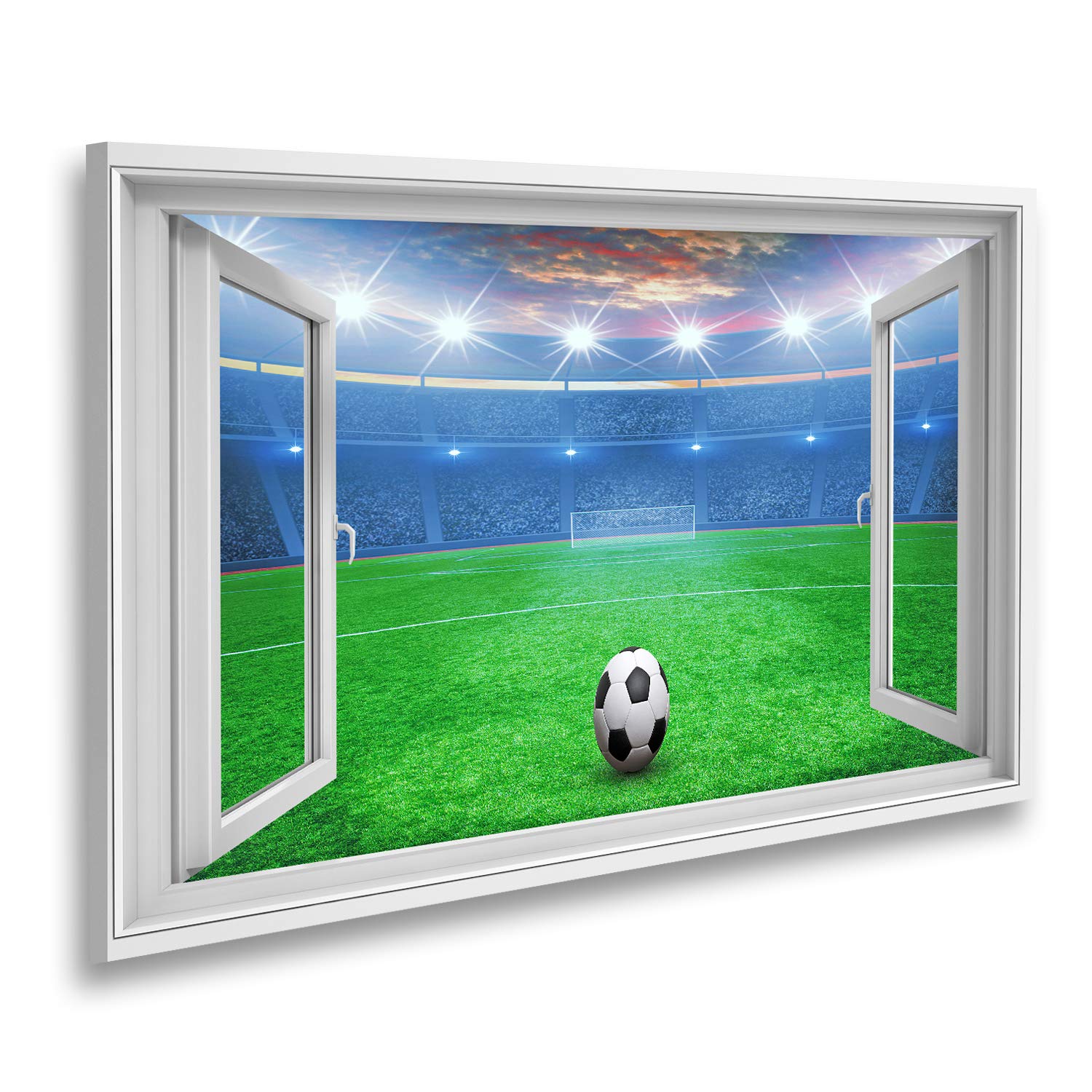 islandburner Quadro su tela vista finestra calcio su stadio verde arena vicino immagini murali poster