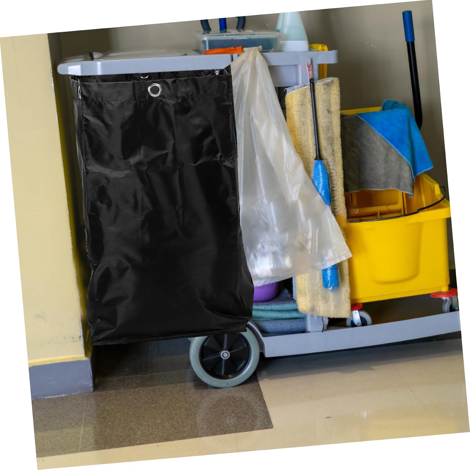 Janitorial Cart Bag High Capacity Storage Cleaning Trolley Bag Replacement Cleaning for Housekeepers