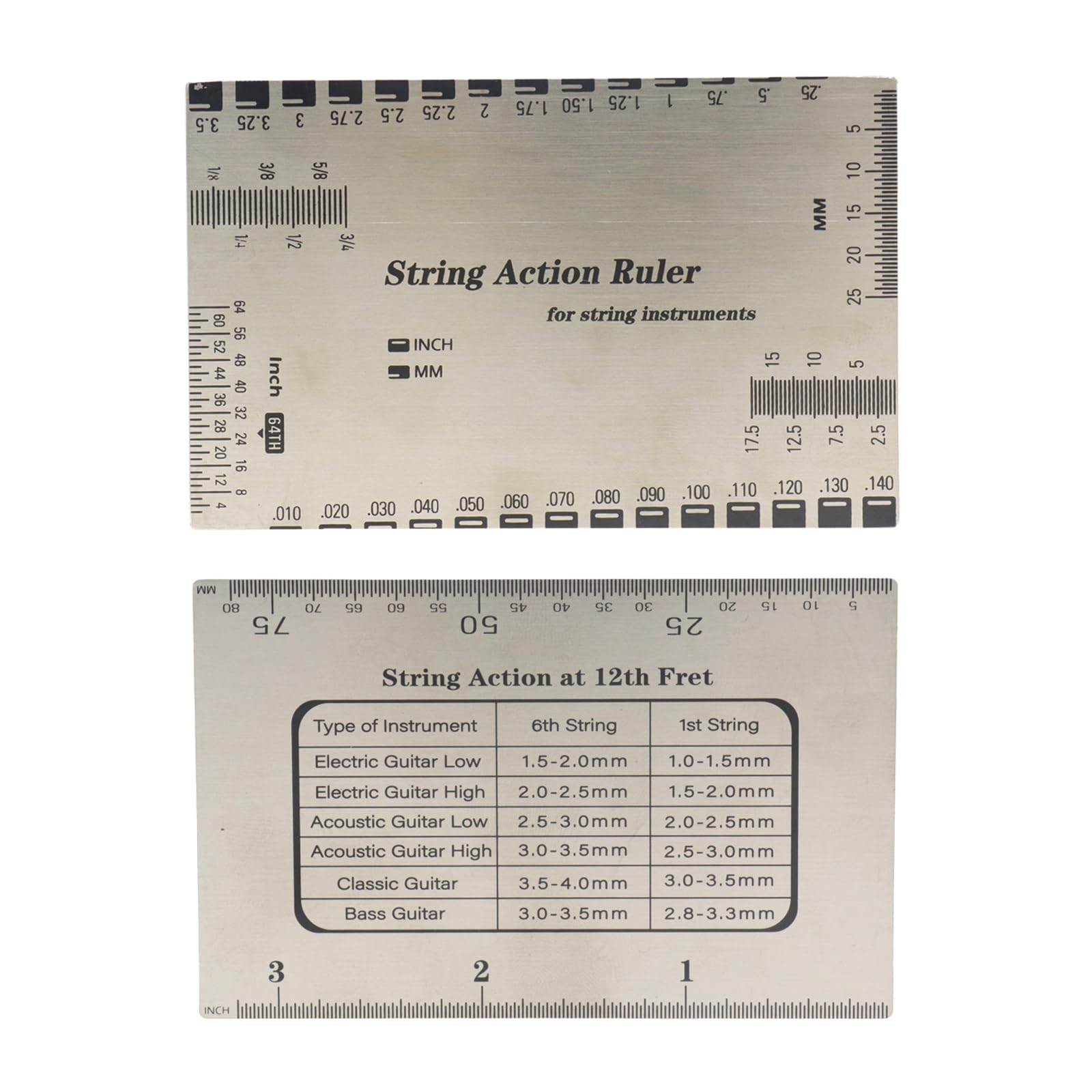 CashBeat Guitar String Action Ruler & Fret Rocker, Precision Luthier Multi-Tool for Fret Leveling, String Height Gauge & Slot Depth Measurement