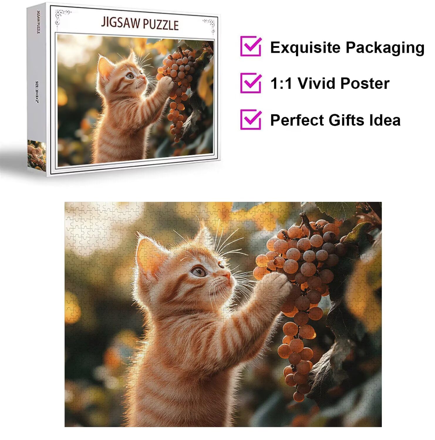 Puzzle 1000 Pièces Adultes Chats Jeu D'Intelligence, n-509