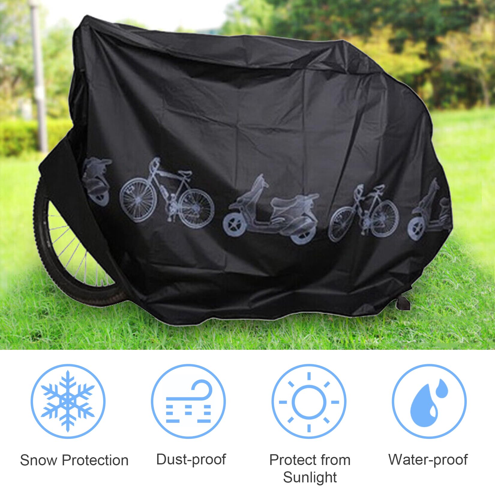 Copribici Impermeabile Per Esterno - Telo 210D Oxford Con Foro Per Lucchetto, 200x110 Cm - Foto 6