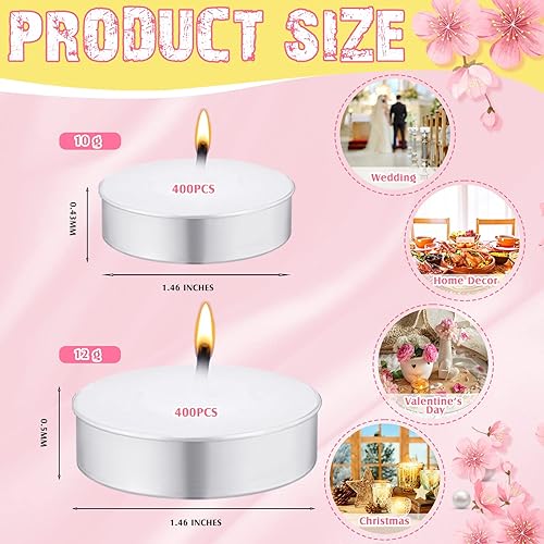 Miniatura 2 de 800 velas blancas sin perfume a granel, 4 horas de tiempo de combustión, mini velas votivas de parafina sin goteo de larga duración para el hogar,