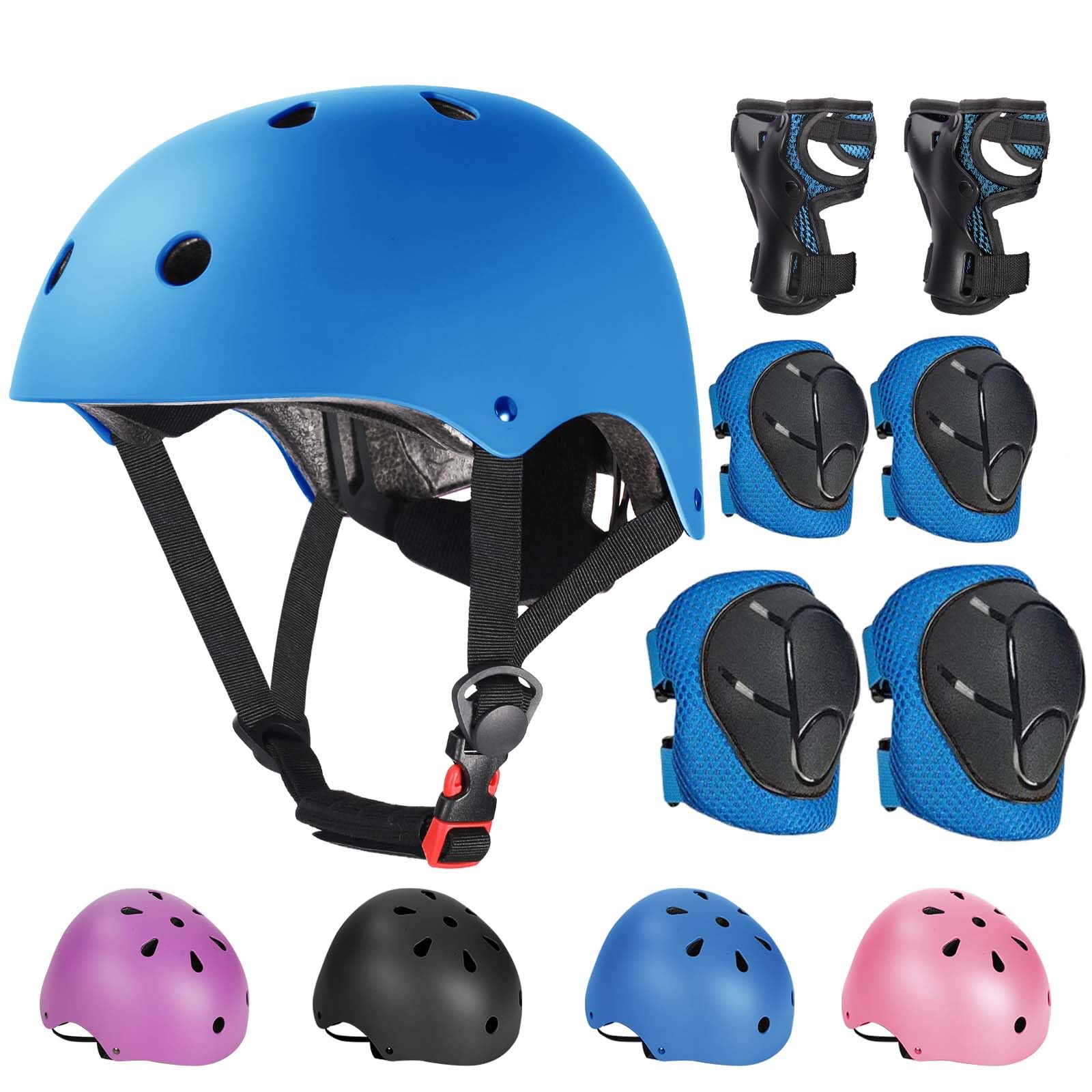 Kids Bike Helmet Set Adjustable Helmet for Ages 3-15 Kids Toddler Boys Girls Youth, Multi-Sport Bicycle Skateboarding Football Rollerskating Scooter Rollerblade Balance Bike Helmets