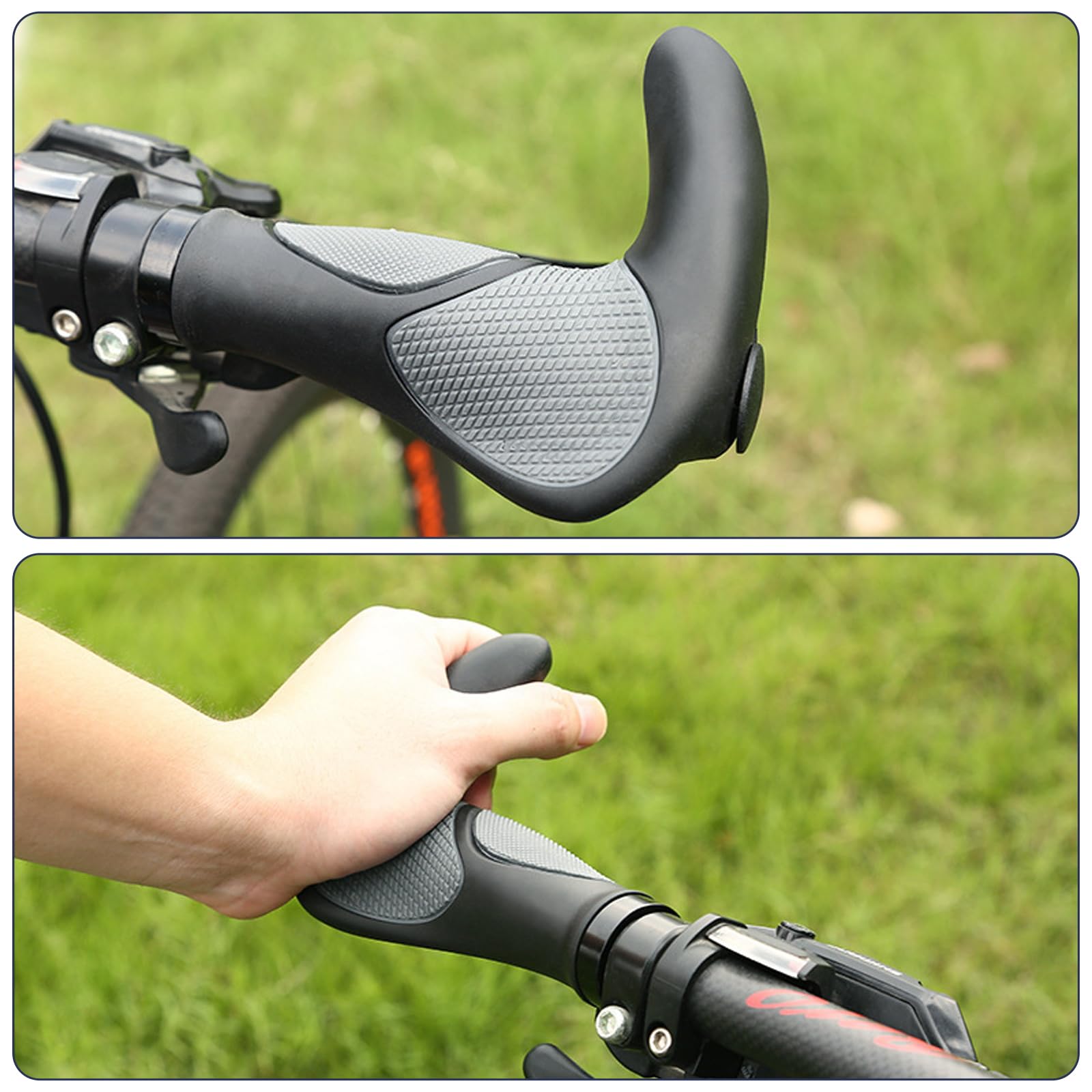 Lenkerhörnchen Fahrrad MTB Fahrrad Hörner Lenker Cube mit Zwei Seiten Lock-On Design aus rutschfestem Gummi, für 22,2 mm MTB Griffe für Mountainbike Rennrad Faltrad Cityrad Sport & Freizeit