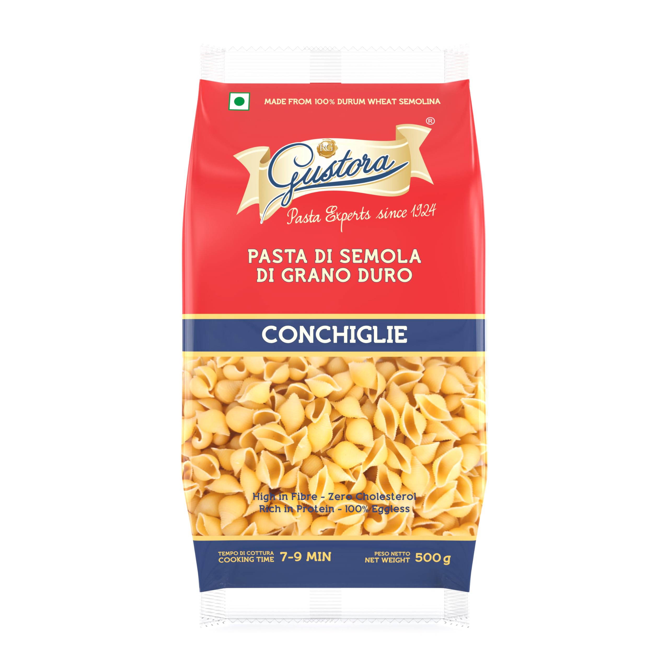 Gustora Conchiglie Shell Pasta, 500g I Vegetarian I Rich in Protein and Fibre I Zero cholesterol And Free from Trans-fat - 500 gm (B00MCLFBXG) Amazon Price History, Amazon Price Tracker
