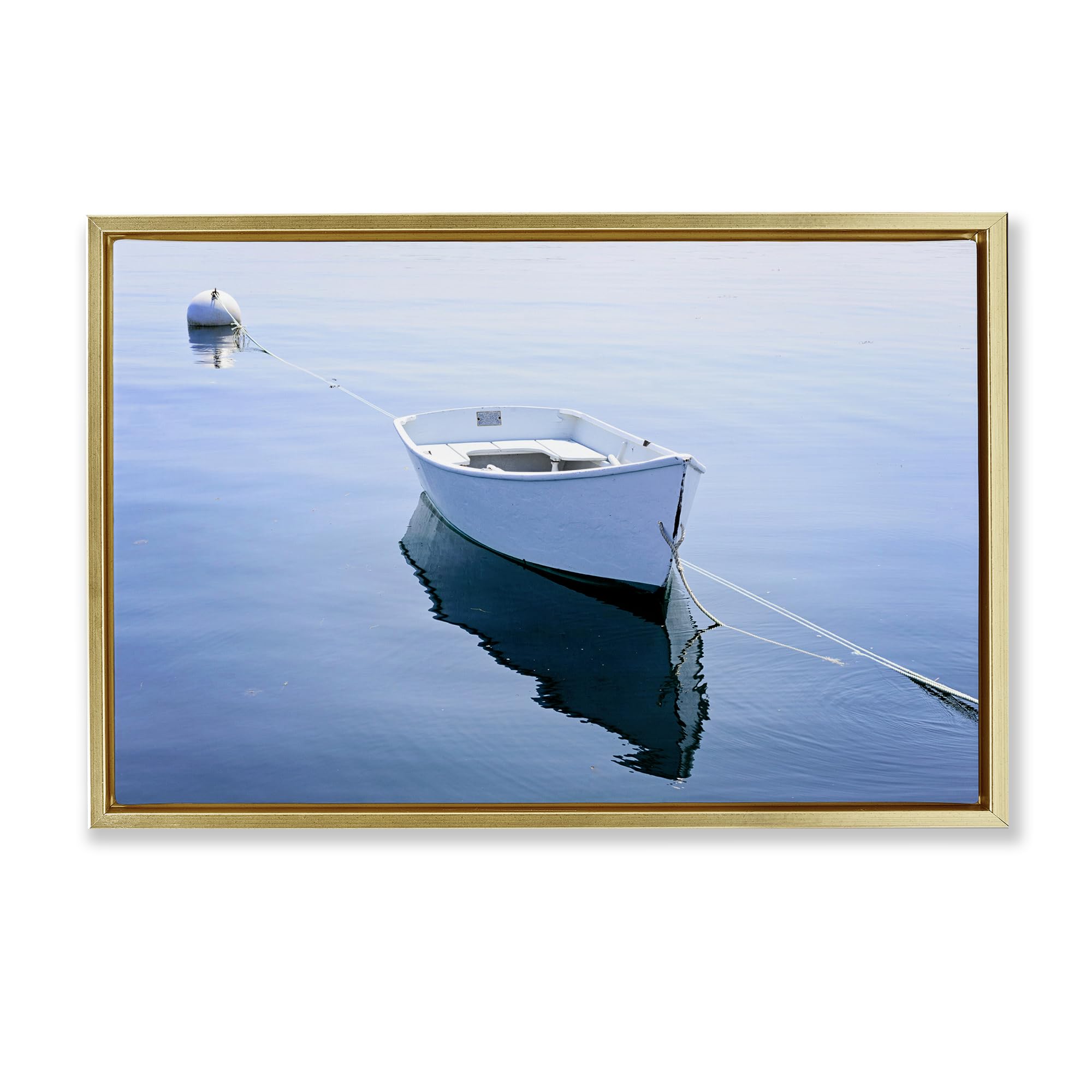 Stupell Industries Metallic Gold (Matte) 'Boat Tied To Dock', Floating Frame Canvas Art, Gold, 25 X 17 Inches, Easy To Hang And Sturdy, Made In Usa, By Jlm Photographs