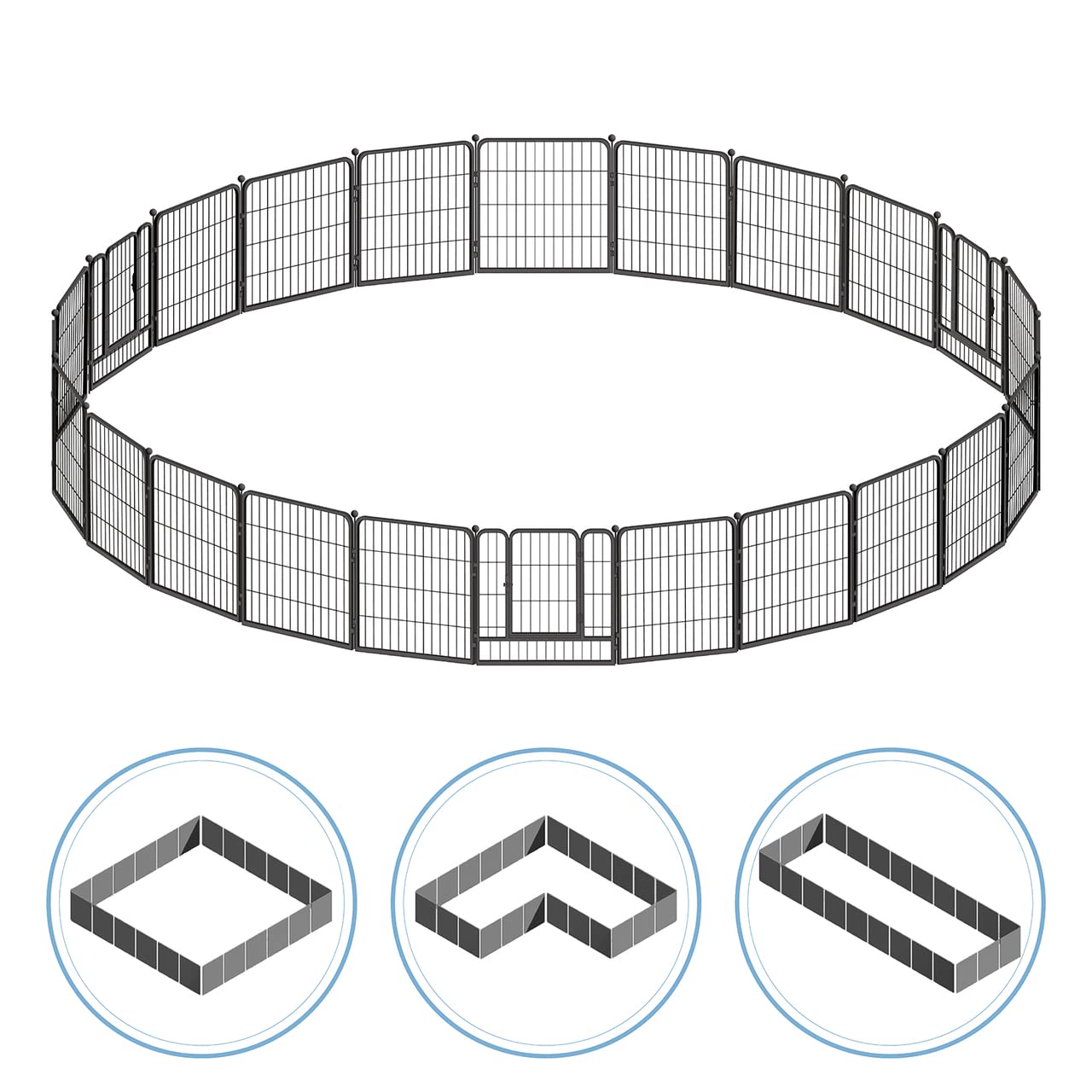 Fencer Wire Foldable Outdoor/Indoor Pet Playpen with Gate, Available in 24"/32"/40" Height Metal Portable Kennel, Heavy-Duty Exercise Fence Cage 8/16/