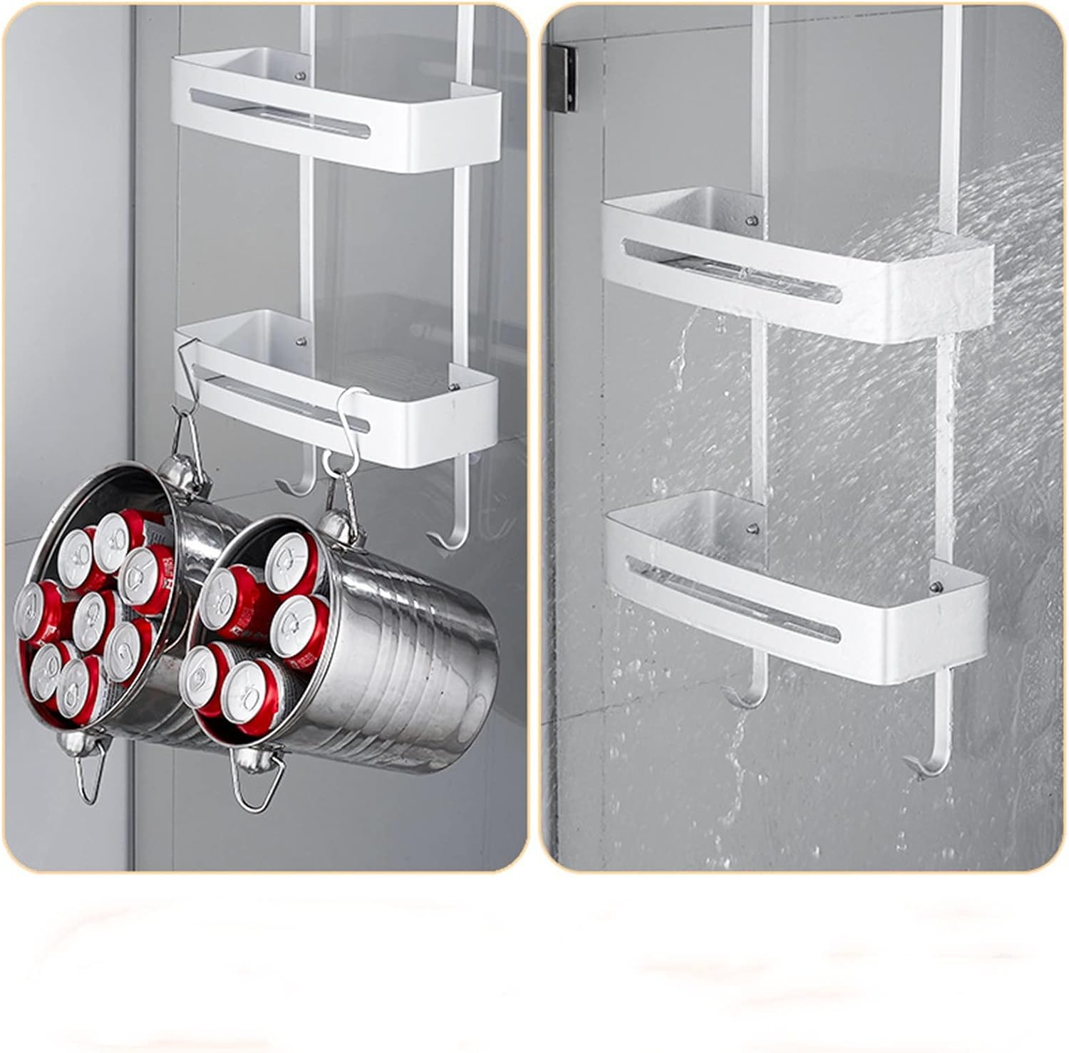 ハンギングシャワーキャディ シャワールーム ハンギングバスケット ダブルレイヤー ルーム バスルーム ラック 石鹸 シャンプー タオ