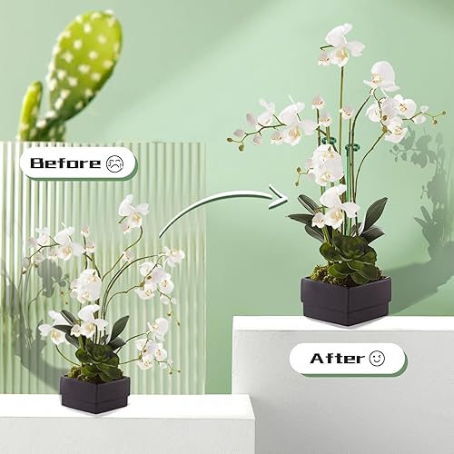 Miniatura 3 de SupKing - Varillas invisibles para plantas de 17 y 11 pulgadas, 16 estacas de orquídea con clips para apoyar plantas pequeñas y cortas, poste de