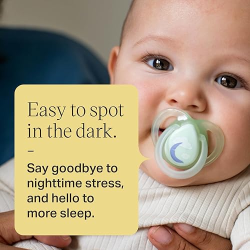 Miniatura 6 de Tommee Tippee Chupete nocturno, de 0 a 6 meses, bolsa de silicona simétrica, sin BPA, tecnología que brilla en la oscuridad, pasteles azules,