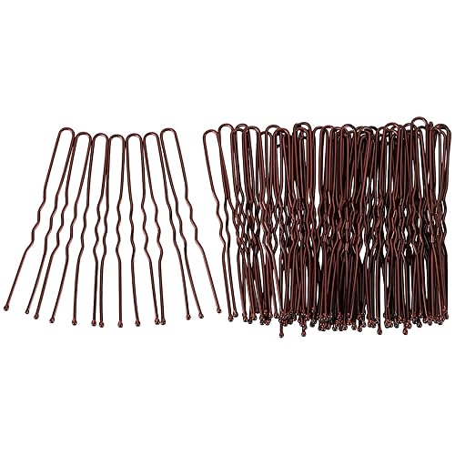 Miniatura 3 de Tbestmax 300 alfileres de moño en forma de U, para sujetar el pelo de ballet, red de pelo para mujer, 2.3 pulgadas, marrón