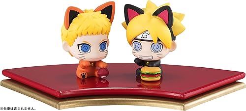 Megahouse Boruto: Naruto Next Generations: Boruto Oyako Maneki-Neko Petit Chaa - Juego de 2 mini figuras