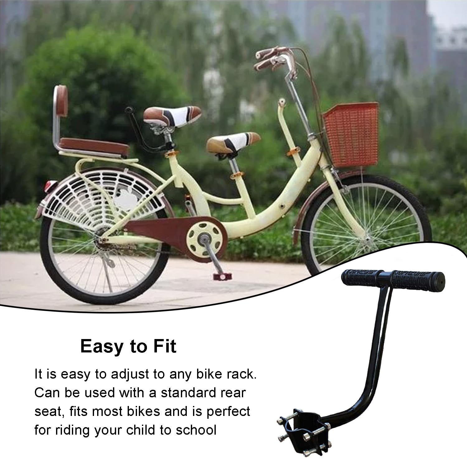 Poignée De Siège Arrière Vélo Enfant – Diamètre 25,4-31,8 Mm – Acier Antirouille – Ergonomique – Sécurisée – Pour VTT Et Route