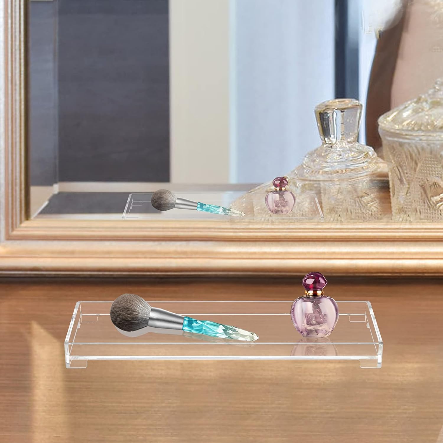 Vanity Bathroom Tray, Acrylic Rectangle Decorative Catchall Organizer Storage Tray - Clear - Image 5