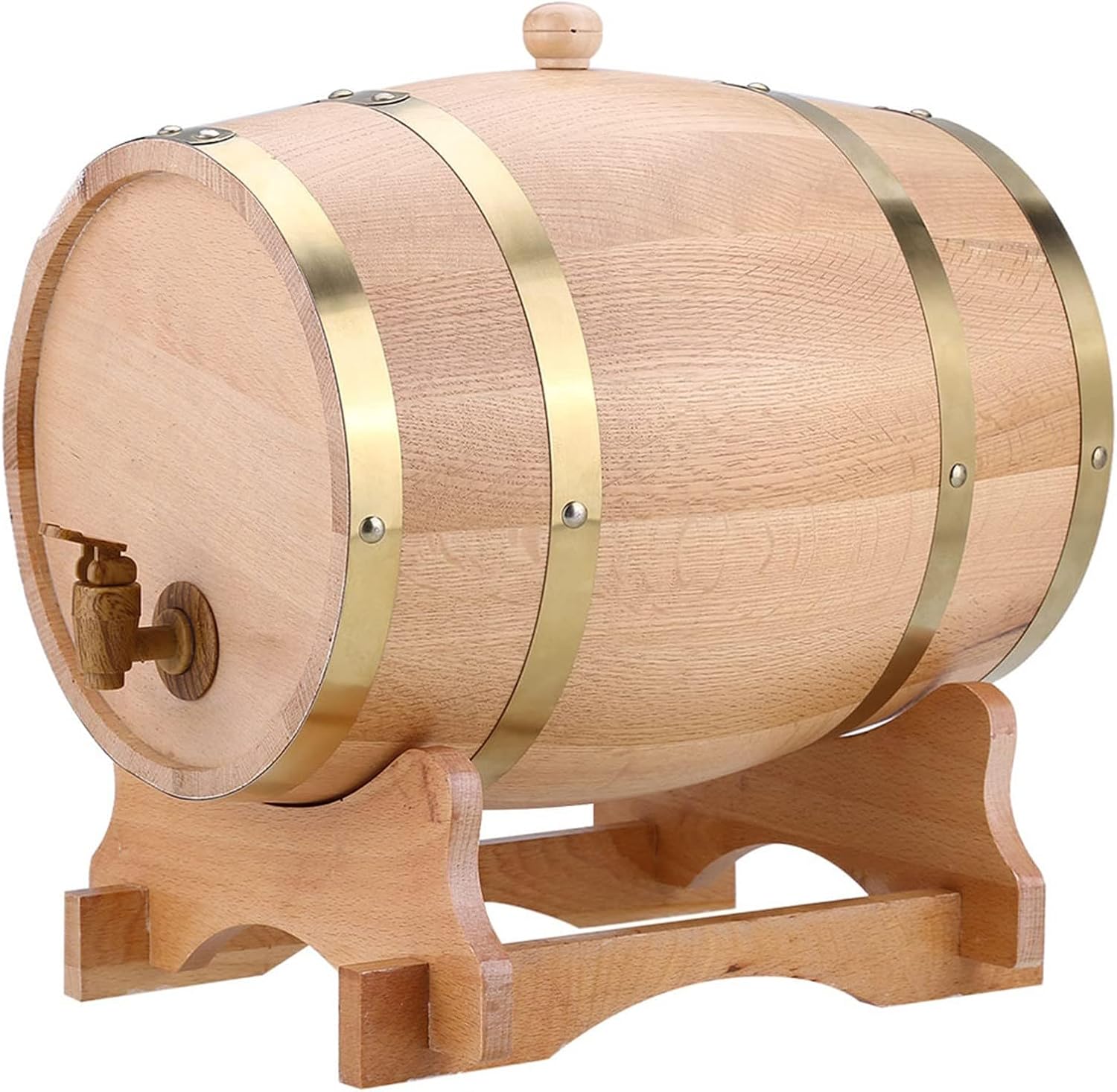10L Vintage Wood Timber Wine Barrel Dispenser Rustic Whiskey Bourbon Tequila Storage with Stand for Entertaining