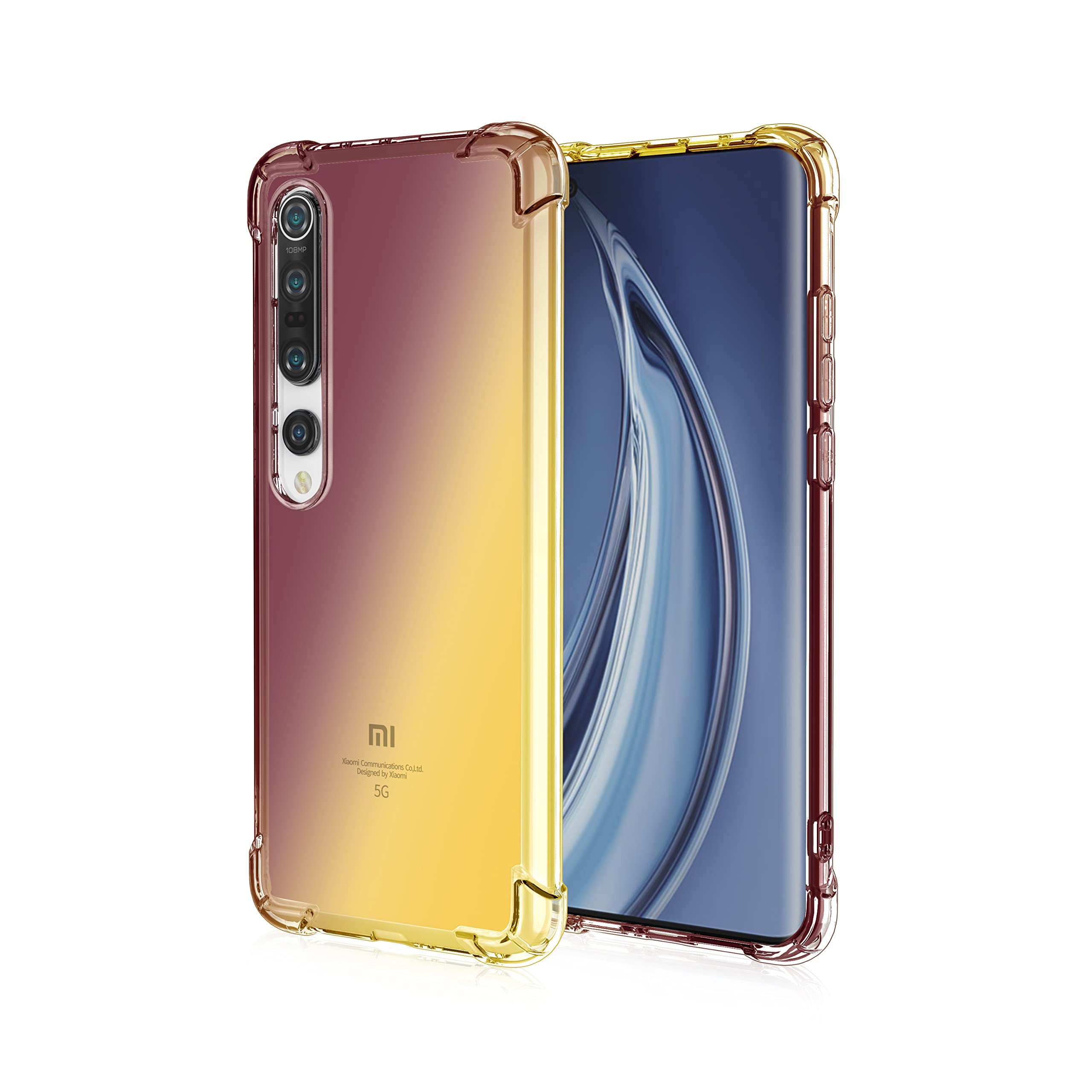 HUANGTAOLI Custodia per Xiaomi Mi Note 10 Lite, Rinforzare la con Angoli Protettiva Silicone Colorato Bumper Cover per Xiaomi Mi Note 10 Lite
