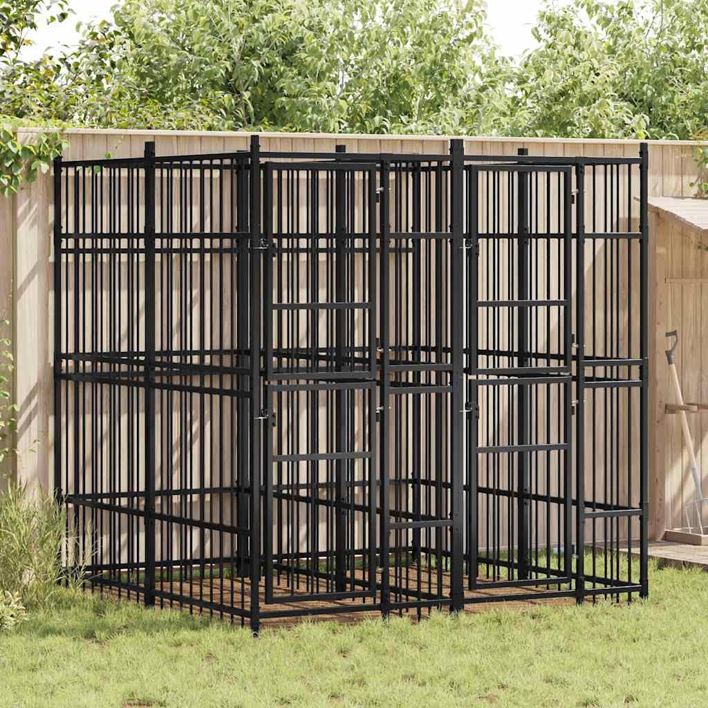 vidaXL Chenil d'Extérieur pour Chiens Acier 3,69 m² Cage Niche Enclos Chiots