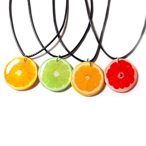 Fruit Slice Pendant Handmade Citrus Grapefruit Orange Lemon Lime Pamelo Necklace Mini Food Girlfriend Outdoors Gift Bright Summer Necklace for Women