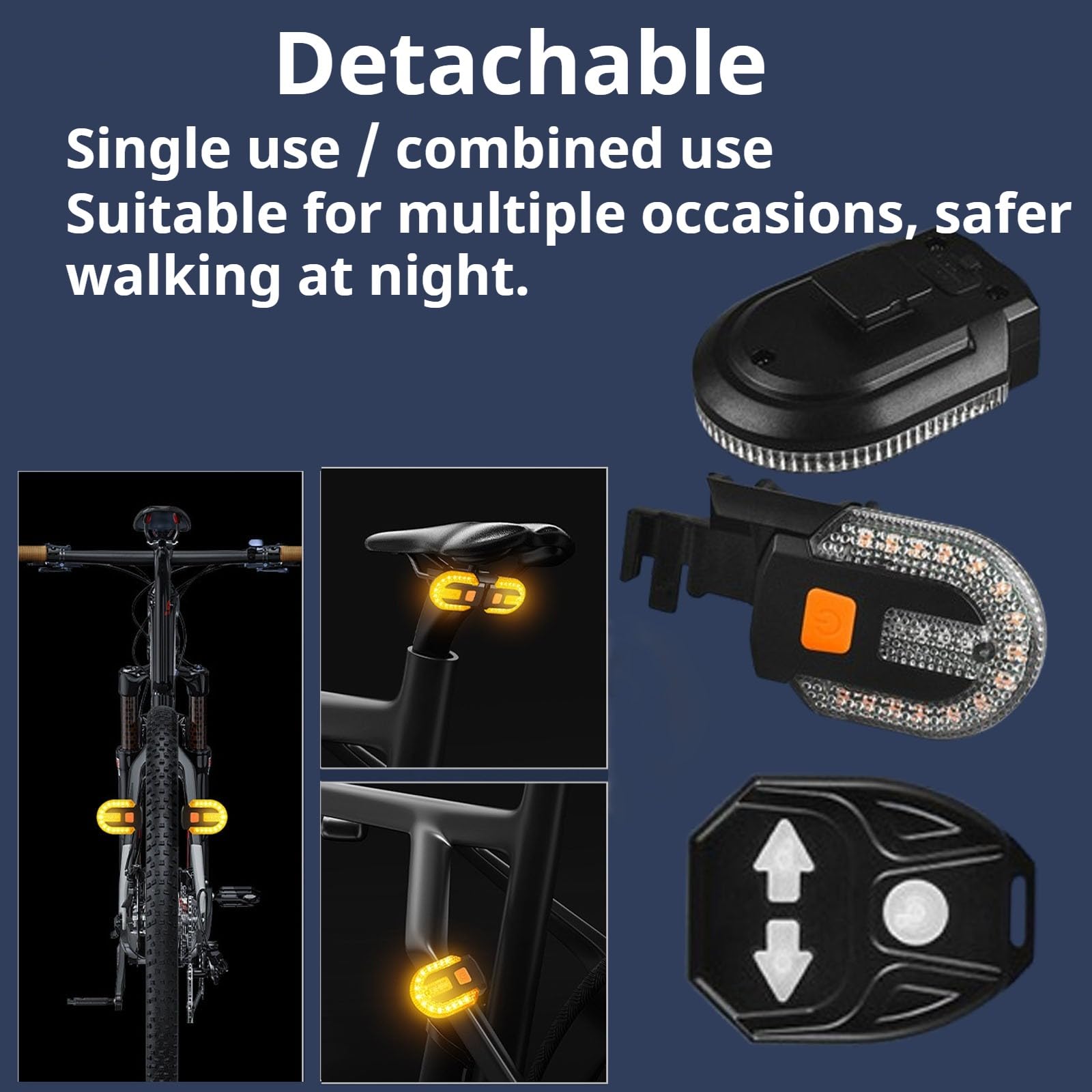 Knipperlicht voor fiets en achterlicht met geluidseffecten, draadloze afstandsbediening, 5 verschillende verlichtingsmodi, oplaadbaar, eenvoudig te Knipperlicht voor fiets en achterlicht met geluidseffecten, draadloze afstandsbediening, 5 verschillende verlichtingsmodi, oplaadbaar, eenvoudig te