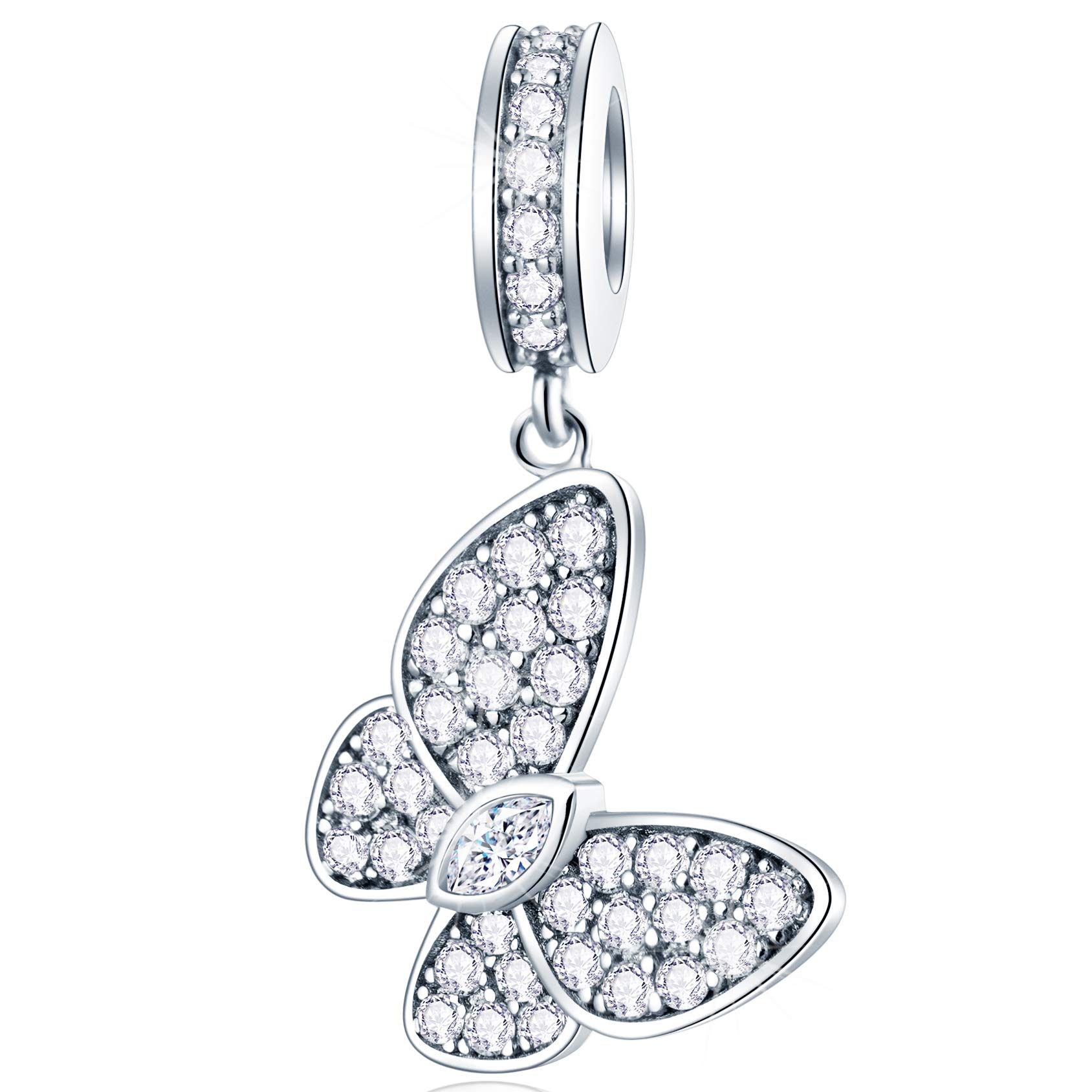 GEMDAZZ Animal Theme Charms in 925 Sterling Silver Cute 3D Polar Bear Frog Cicada Ladybug Bee Dragonfly Beads