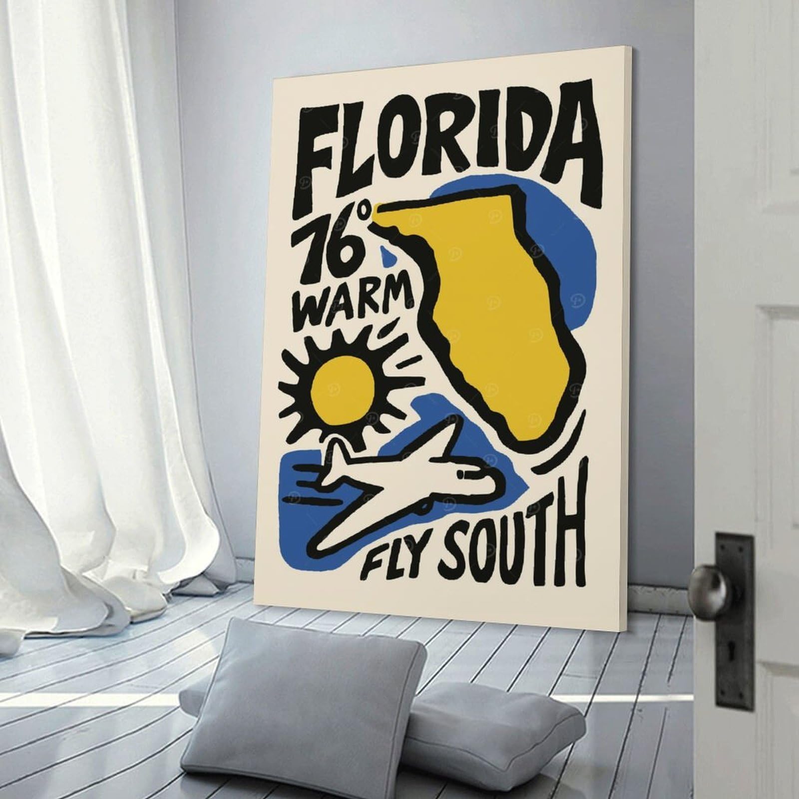 Junmoney Florida Travel Decorative Canvas Print, 24x36inch(60x90cm), for Hallway, Entryway Or Landing, Home Artwork for First Impressions