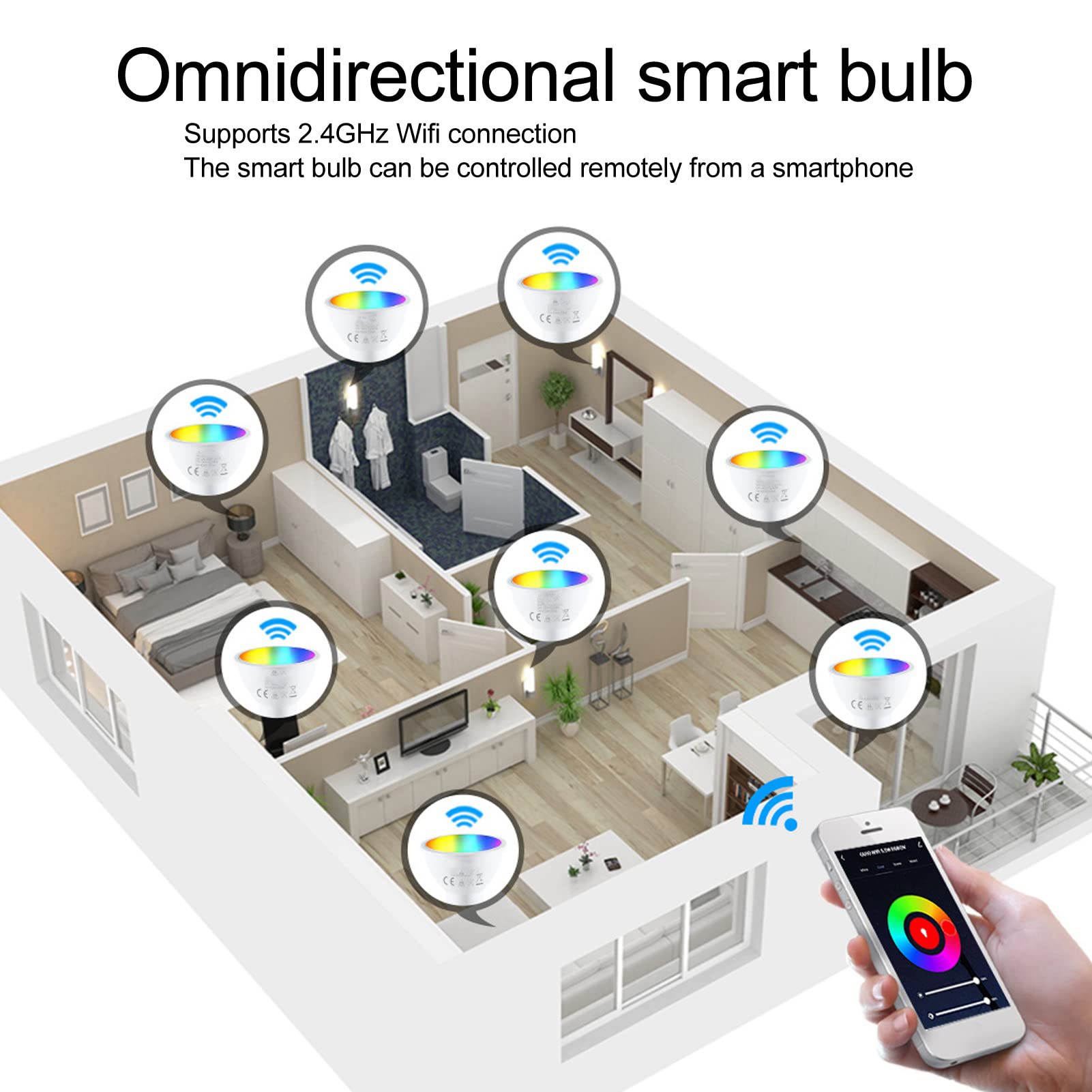 Bombilla Inteligente WiFi LED Regulable, Juego de 4 Uds. Para el