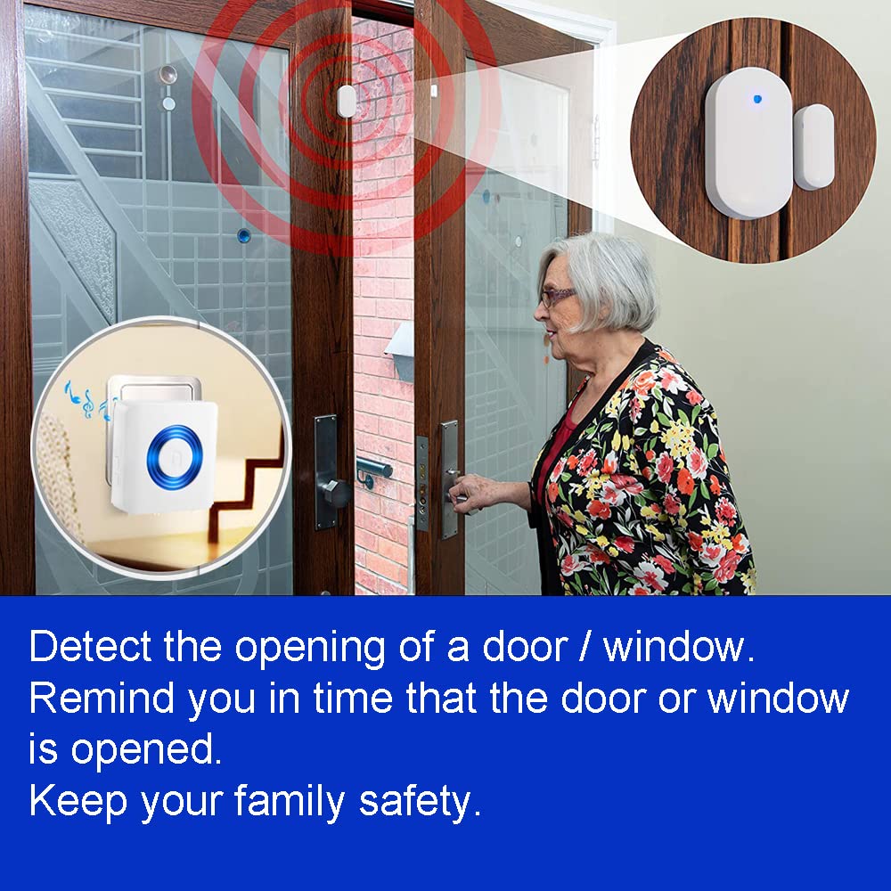 Alarmas de puerta para pacientes con demencia, seguridad para niños, seguridad en el hogar, alarma con sensor de puerta para ancianos, negocios, hogar, tienda, buzón (1 sensor, 1 receptor) 2