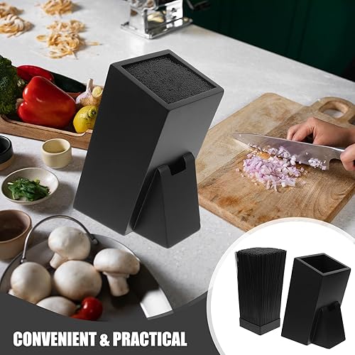 Miniatura 7 de Luxshiny Bloque de cuchillos de madera sin cuchillos, soporte universal de cocina, cortador de cuchillos, organizador de almacenamiento para el