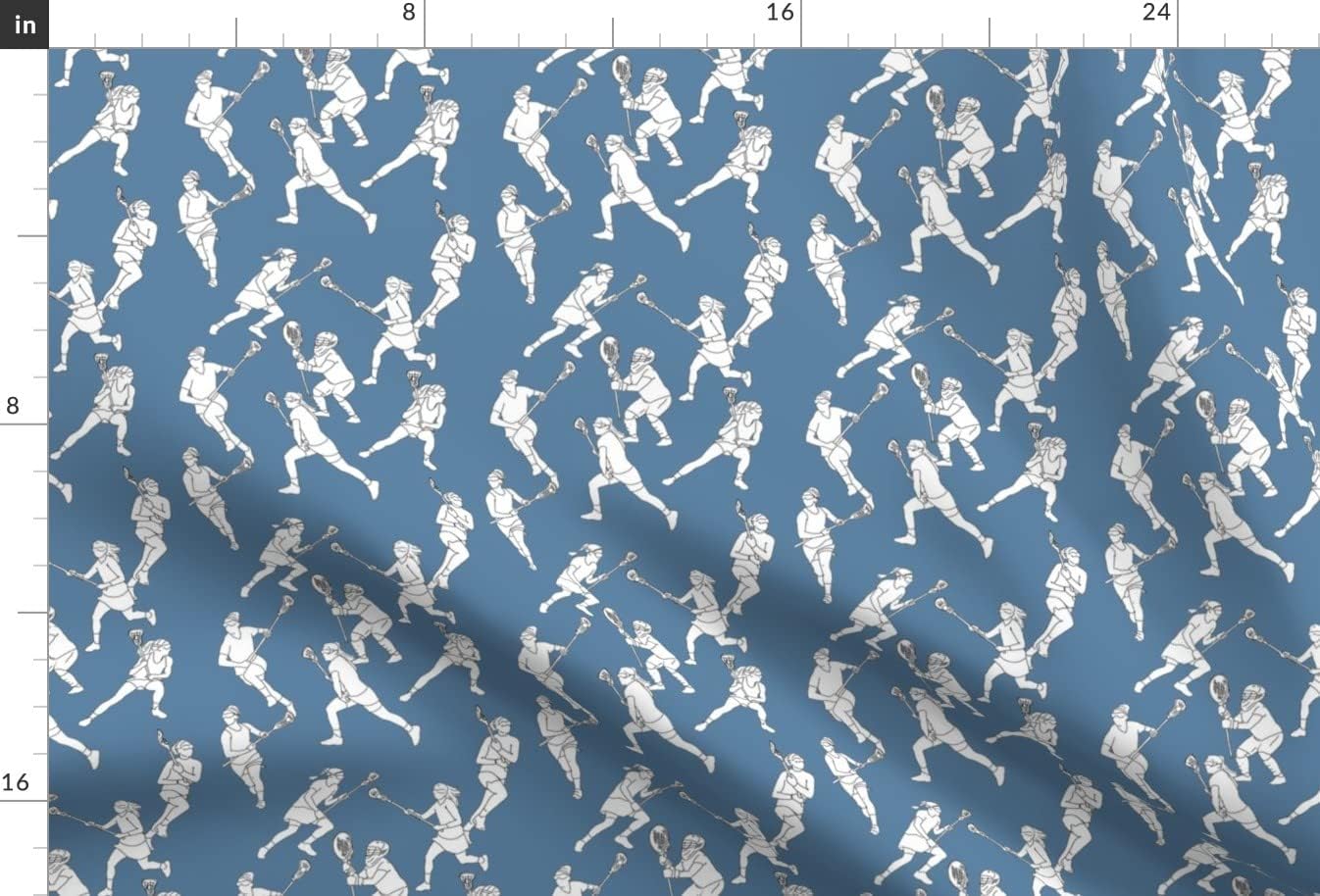 Spoonflower Fabric - Lacrosse Medium Blue Women Sports Girl High School Exercise Printed on Minky Fabric by The Yard - Sewing Baby Blankets Quilt Backing Plush
