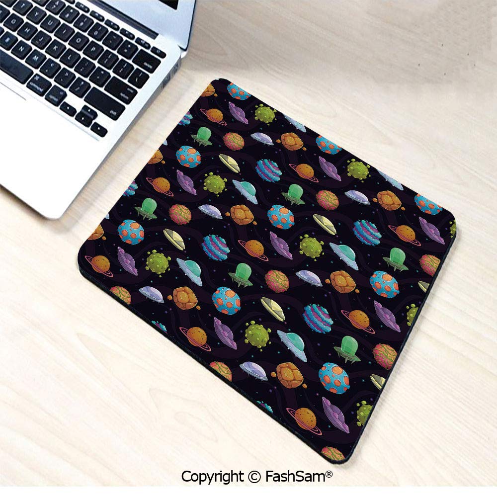 Personalized 3D Mouse Pad UFOs and Fantastic Planets Gas Giant Alien Environments Science Fiction Elements Decorative for Laptop Desktop(W9.85xL11.8)