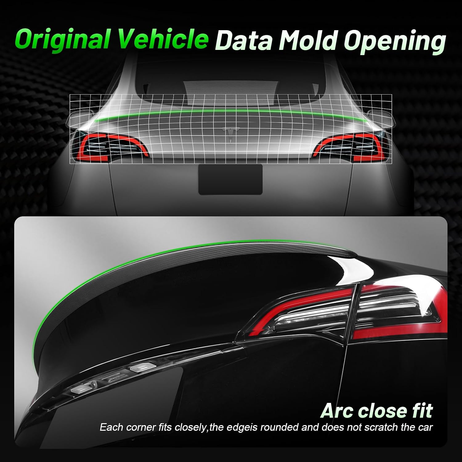 Real Carbon Fiber Spoiler for Tesla Model Y 2024-2020 Rear Lip Trunk Matte Spoiler for 2024-2020 Tesla Model Y Accessories Matte Carbon Fiber