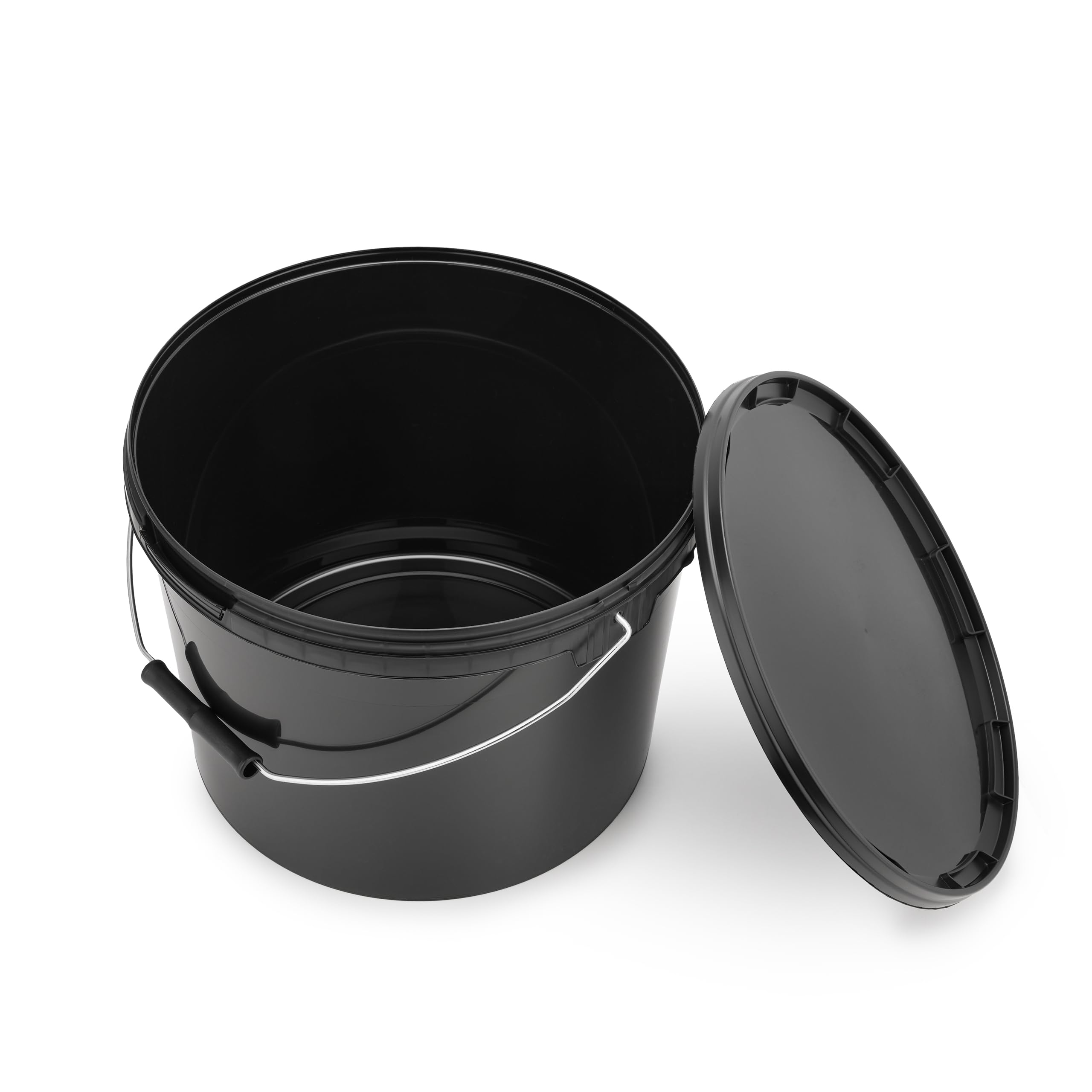 Garronda Eimer mit Deckel 10 L für die Lagerung von Lebensmittel- und Chemischen Produkten Schwarz 50 Stück GD-0115