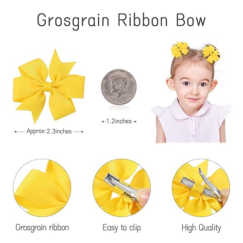 Miniatura 27 de Choicbaby Lazos para el pelo para niñas, 3 pulgadas, molinete de cinta de grogrén para niñas pequeñas, paquete de 80