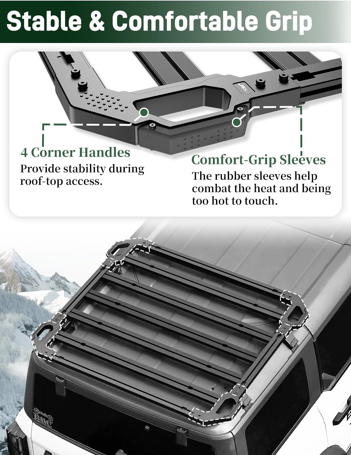 JROAD Bronco Hard top Platform Roof Rack, Rear Cargo Basket for 2021 2022 2023 2024 Ford Bronco Hardtop 4-Door (Exclude Bronco Sport) Bronco Half Short Luggage Rack Rooftop Storage Carrier Shelf
