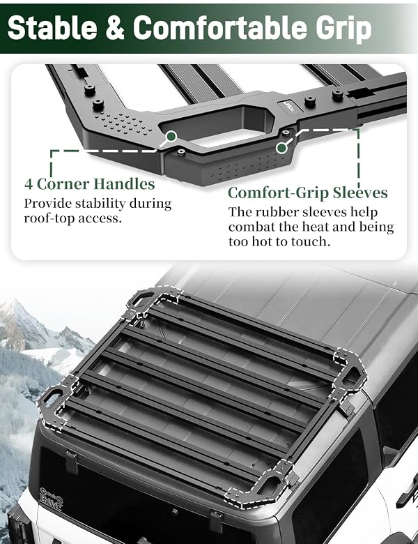 JROAD Bronco Hard top Platform Roof Rack, Rear Cargo Basket for 2021 2022 2023 2024 Ford Bronco Hardtop 4-Door (Exclude Bronco Sport) Bronco Half Short Luggage Rack Rooftop Storage Carrier Shelf by JROAD - Used condition - Image 3